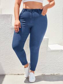 RueChic Plus High Waist Skinny Jeans - Blue - View 3