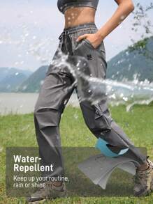 In My Nature Women's Solid Color Waterproof Drawstring Pants With Pockets For Outdoor Activities