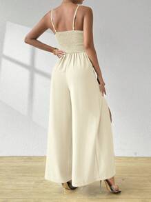 Chiquease 女士純色分裂扭結背心連體褲