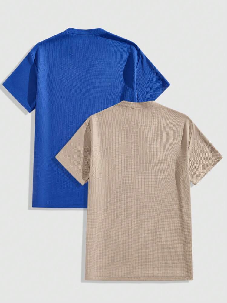 2pcs New Men's Knit Casual Print Short Sleeve POLO Shirt For Daily Wear, Suitable For Summer