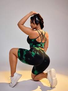 Gameset SHEIN Sport Plus Size Seamless Tie-Dye Activewear Set - Multicolor - View 7