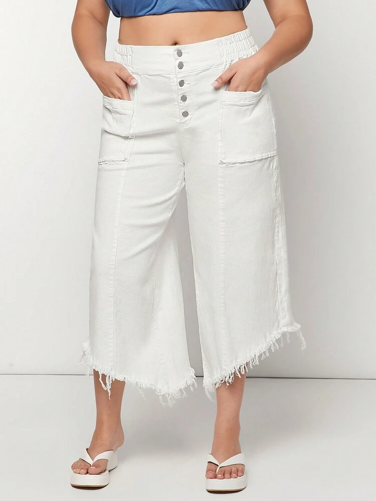 Plus Size Women's Elastic Western Style Vacation Jeans, Summer