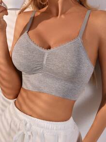 Shein Underwear&Sleepwear Basics 3 قطع من حمالات الصدر الرياضية بتصميم متباين من الدانتيل و بالون متماسك، ضروريات اليوجا