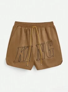 Manfinity EMRG Men Fashionable Printed Loose Fit Casual Shorts - Brown - View 1