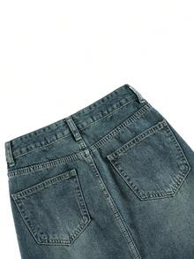 Casual And Stylish Denim Skirt With Washed And Split Design