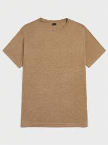 SHEIN Men's Plain Simple Knitted Short Sleeve T-Shirt For Daily Wear - Light Grey - View 4