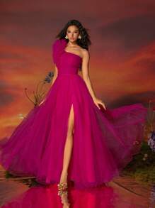 VIPGIRL Fuchsia Hostess Dress, Heavily Beaded, Ethereal & Luxurious, For Banquets, Galas, Runway, Wedding Guest Dress Party Dress Formal Dress Evening Dress,Gown - Màu Hồng Tươi - Xem 6