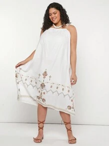 Forever 21 Summer Plus Size Women's Western Vacation Beach Dress - Apricot - View 3