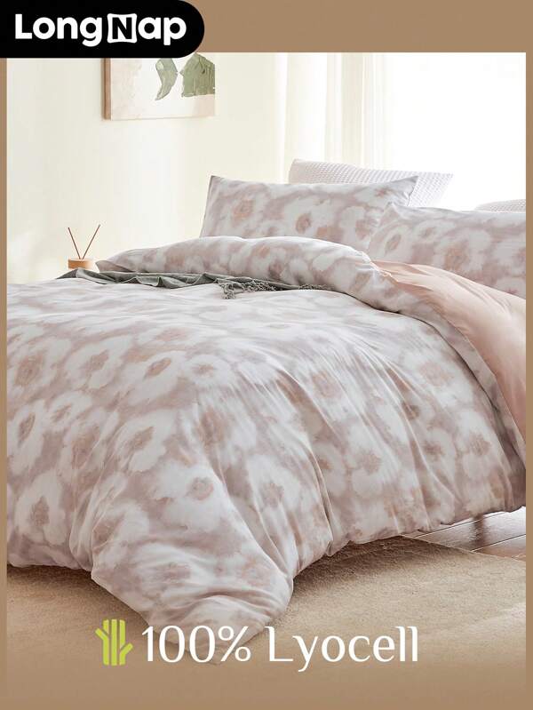 Juego de ropa de cama de 2/3 piezas [100% Lyocell] con estampado floral, ultra transpirable y refrescante con tacto sedoso, fabricado con madera, absorbe la humedad y tacto fresco para personas que duermen con calor, incluye Funda nórdica*1 Funda de almohada*1/2