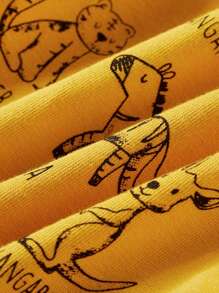 Cozy Pixies Newborn Baby Boy Cartoon Kangaroo Pattern Soft Knit Round Neck Short Sleeve Bodysuit With Lap Shoulder Three-Pack - Navy Blue - View 12