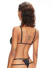 ROMWE Gothic Cross Pendant Lace Teddy Lingerie - Black - View 6