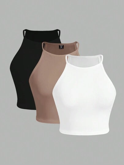 SHEIN Essnce 夏季大尺碼女士休閒修身3件套背心