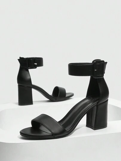 CUCCOO BIZCHIC Woman Shoes Fashion Comfortable Black Versatile Ankle Strap High Heel Sandals With Buckle Decoration For Summer Graduation Heels Prom Heels Vacation Shoes Summer Elegant Basics Business Casual Business Chic Spring Shoes Spring Break Easter For Christmas