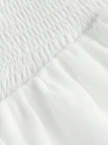 SHEIN MOD 大尺寸純色休閒腰帶綁帶夏季裙子 - 白色 - 查看 4