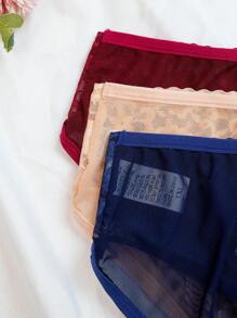 Plus Size Sheer Mesh Lace Hollow Out Sexy Lingerie Set, 3pcs - Multicolor - View 3