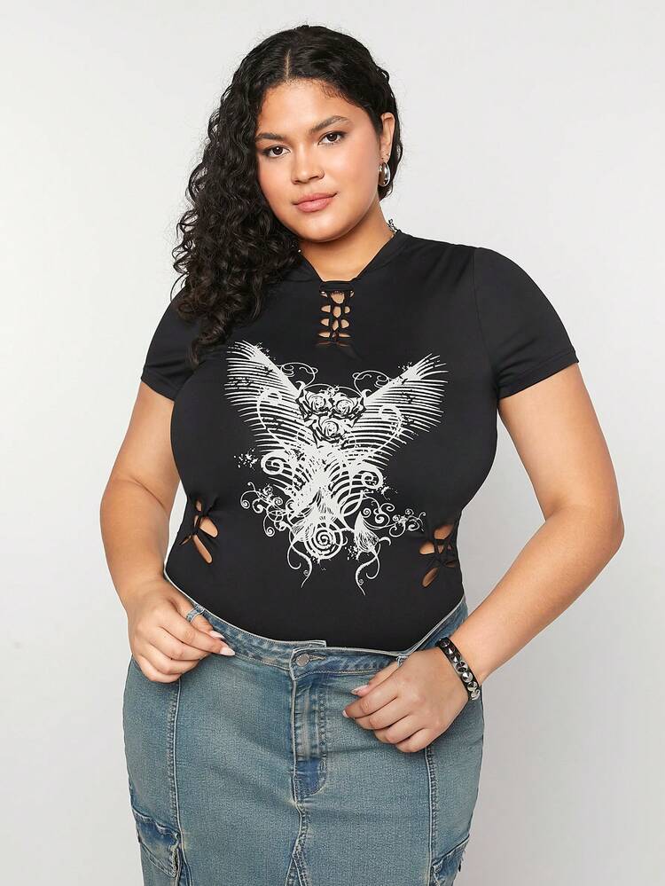Summer Y2K Punk Plus Size Graphic Printed Women T-Shirt