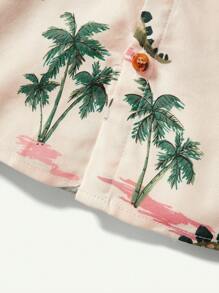 Cozy Pixies Baby Boy Casual Cartoon Dinosaur Pattern Turn-Down Collar Short Sleeve Cardigan - Apricot - View 5