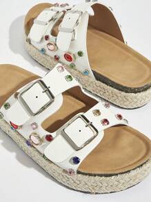 SHUZIA Women's Fashionable Rhinestone Decorated Peep Toe Wedge Sandals
