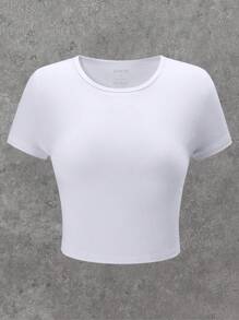 SHEIN Essnce 3 Pieces Pack Basic Short Sleeve Crop Tees - Multicolor - View 7