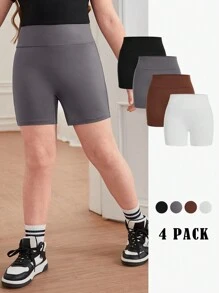 SHEIN Tween Girl Uitgebreide maat Comfortabele effen kleur Eenvoudige multipack fietsbroek