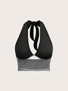 SHEIN Unity ملابس علوية صيف المرأة بقصة مقلوبة الألوان، عميقة الياقة V، ملابس علوية صدرية جذابة على العنق