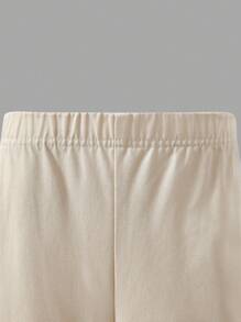 Pasujące stroje dla młodej dziewczynki "Mama i ja" (2 sztuki sprzedawane osobno) Casual, podstawowy, do pracy w stylu college'u, biała koszula z krótkim rękawem, kieszeniami i rozszerzanymi spodniami w kolorze khaki, odpowiednia na lato, jesień, szkołę, codzienne wyjścia i dopasowanie matka-córka - Wielokolorowe - Zobacz 7