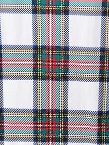 Women's Fashionable Plaid Short-Sleeved Sleepwear Dress - Multicolor - View 4