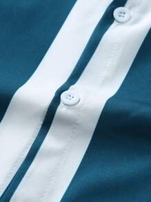 Manfinity Homme Camisa casual de verano para hombre con mangas cortas y estampado a rayas (corte aleatorio) - Azul y blanco - Ver 5