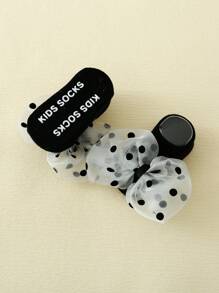 1pair Baby Girls' Princess Short Socks With Bowknot, Spring And Autumn, Plus 1pc Headband - Black - View 6