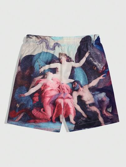 Street Life Shorts de hombre con estampado de figura religiosa, para verano