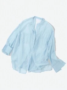 FRIFUL Ladies' Fashionable Spring/Summer Hollow Out Back Shirt,Ruffle
