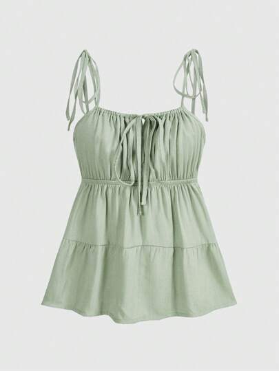 Fairycore Top de tirantes unicolor con cordón delantero