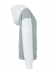 Áo hoodie dây rút màu sắc thông thường dành cho nữ - Xám - Xem 3