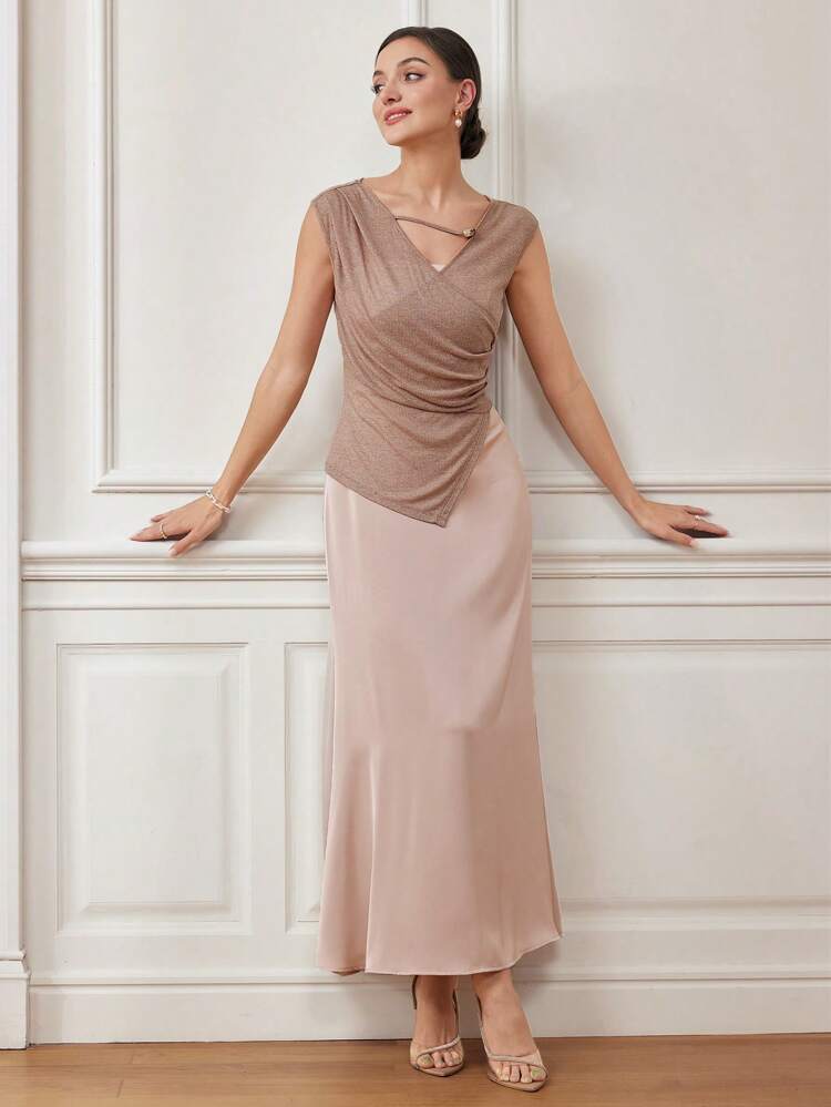 Women's Solid Color Simple Daily Wear Top And Skirt Set