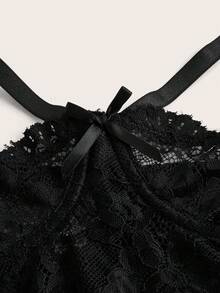 Ladies' Sexy Lace Decorated Bodysuit - Black - View 6