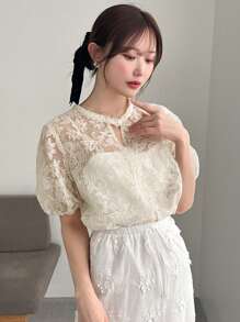 Áo Sơ Mi Nữ Tay Phồng Thêu Thời Trang Cho Mùa Hè - trắng - Xem 3