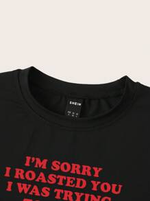 SHEIN EZwear Women's Summer Y2K Red Letter Print Crop Top T-Shirt I'M SORRY I ROASTED YOU I WAS TRYING TO FLIRT