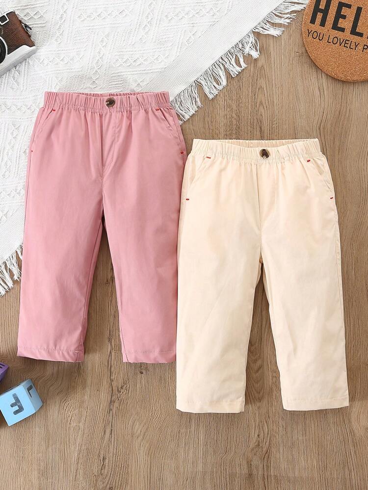 2pcs Infant/Toddler Casual Pocket Pants Set