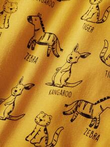 Cozy Pixies Newborn Baby Boy Cartoon Kangaroo Pattern Soft Knit Round Neck Short Sleeve Bodysuit With Lap Shoulder Three-Pack - Navy Blue - View 9