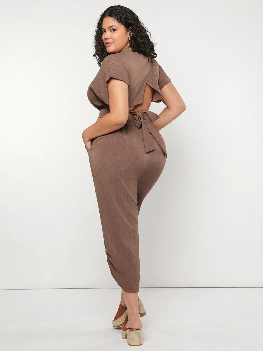Forever 21 Áo Sơ Mi Nữ Plus Size Đi Biển Kỳ Nghỉ Hè Phong Cách Phương Tây - Cà phê nâu - Xem 1