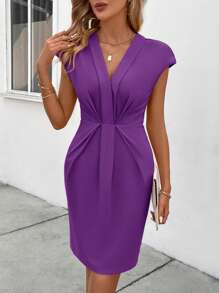 SHEIN Clasi Damen Einfarbige Simple Style V-Ausschnitt Tägliches Kleid