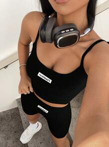 Muchica 黑色針織女式緊身背心套裝 - 黑色 - 查看 3