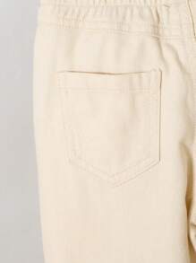 SHEIN 年轻女孩可爱甜美彩虹心印花度假乡村牛仔裤 - 杏色 - 查看 7