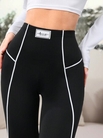 Mulvari Mallas ajustadas de moda para mujer con borde de color contrastante