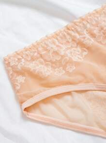 Plus Size Sheer Mesh Lace Hollow Out Sexy Lingerie Set, 3pcs - Multicolor - View 4