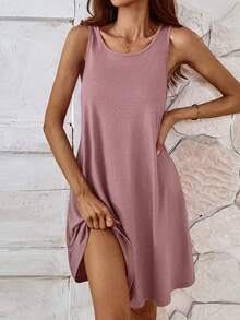 SHEIN LUNE Women's Pink Sleeveless Summer Holiday Casual Dress - Pink - View 2