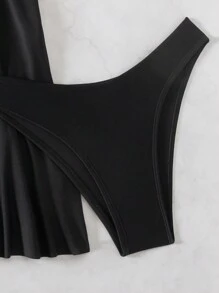 SHEIN Swim Summer Women Vacation Matching Tankini And Bottoms Set, 2pcs - Black - View 8