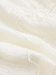 SHEIN MOD Creamy Beige Organza Ribbon Embroidered Mesh Texture Bowknot Strap Camisole For Women - Apricot - View 3