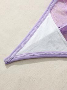 SHEIN Plus Size Lace Splicing Tie-Up Fashionable And Sexy Lingerie - Purple - View 3