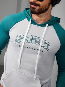 Manfinity Sport Corelite Boyfriend Style Men's Fashionable Slim Fit Printed Hooded Sports Sweatshirt Boyfriend Style Men Sweatshirt